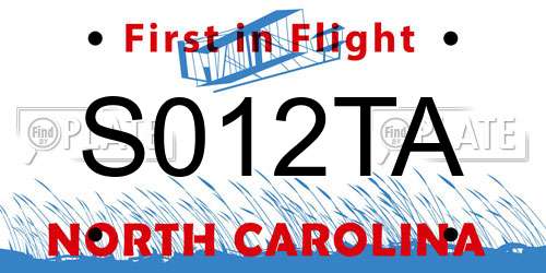 S012TA North Carolina License Plate