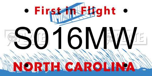 S016MW North Carolina License Plate