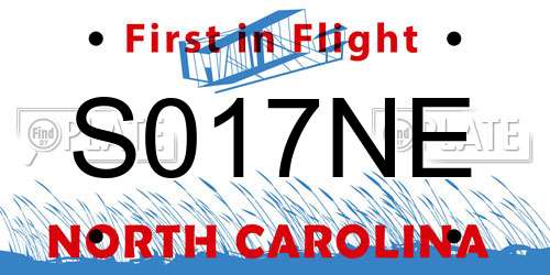 S017NE North Carolina License Plate