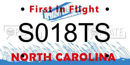S018TS North Carolina License Plate