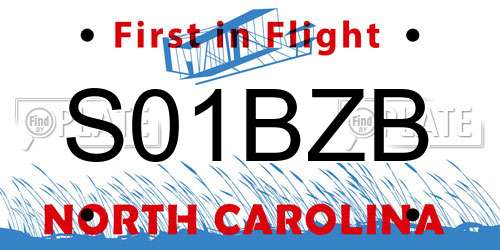S01BZB North Carolina License Plate