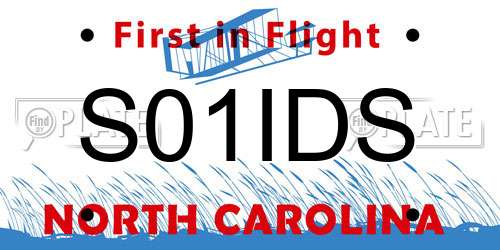 S01IDS North Carolina License Plate