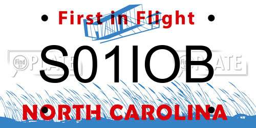 S01IOB North Carolina License Plate