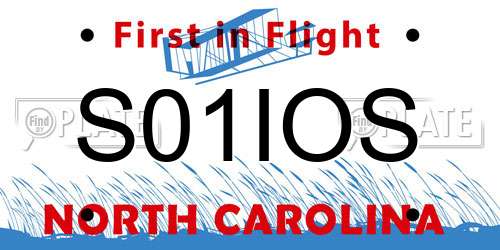 S01IOS North Carolina License Plate