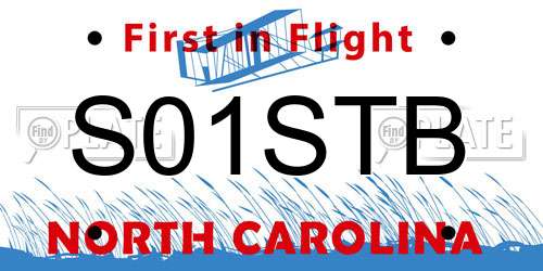 S01STB North Carolina License Plate