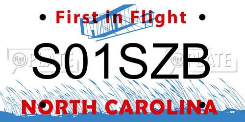 S01SZB North Carolina License Plate