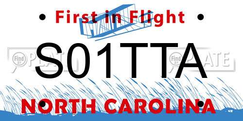 S01TTA North Carolina License Plate