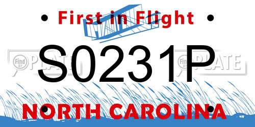 S0231P North Carolina License Plate