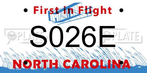 S026E North Carolina License Plate