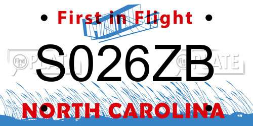 S026ZB North Carolina License Plate
