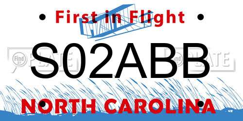 S02ABB North Carolina License Plate