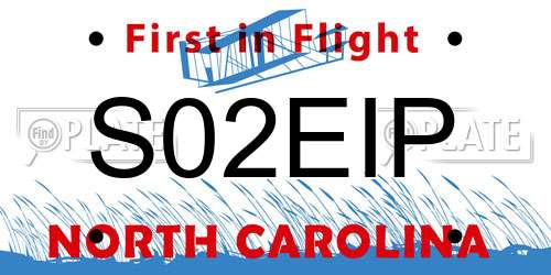 S02EIP North Carolina License Plate
