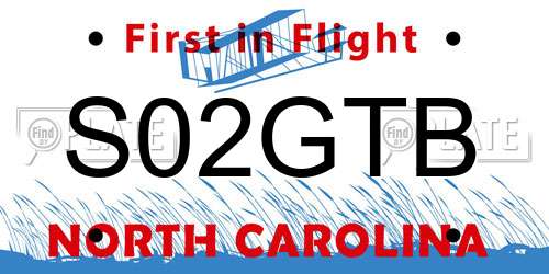 S02GTB North Carolina License Plate