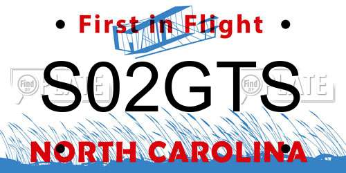 S02GTS North Carolina License Plate