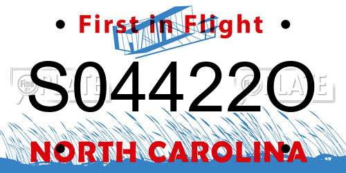 S04422O North Carolina License Plate