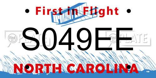 S049EE North Carolina License Plate