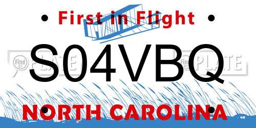 S04VBQ North Carolina License Plate