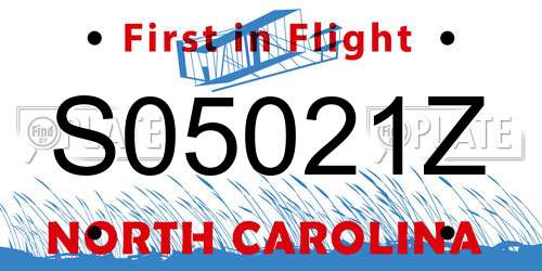S05021Z North Carolina License Plate