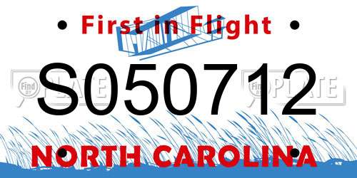 S050712 North Carolina License Plate