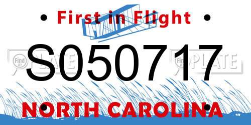 S050717 North Carolina License Plate