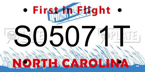S05071T North Carolina License Plate