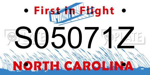 S05071Z North Carolina License Plate
