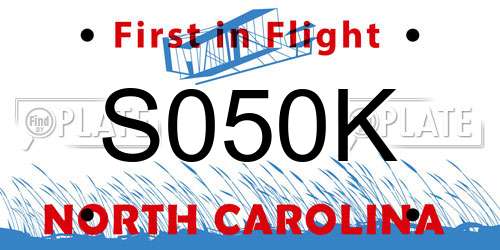 S050K North Carolina License Plate