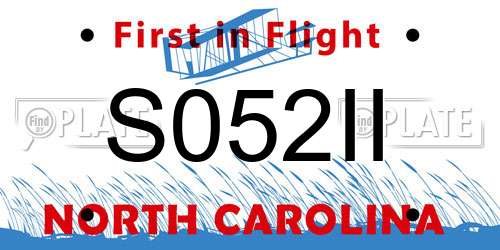 S052II North Carolina License Plate
