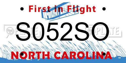 S052SO North Carolina License Plate