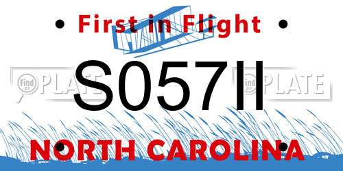 S057II North Carolina License Plate