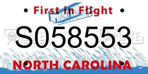 S058553 North Carolina License Plate