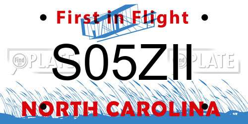 S05ZII North Carolina License Plate