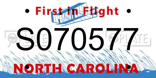 S070577 North Carolina License Plate