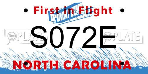 S072E North Carolina License Plate
