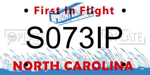 S073IP North Carolina License Plate