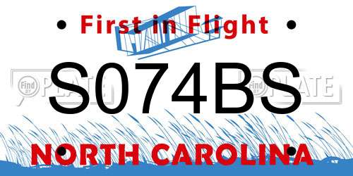 S074BS North Carolina License Plate