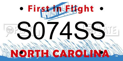 S074SS North Carolina License Plate