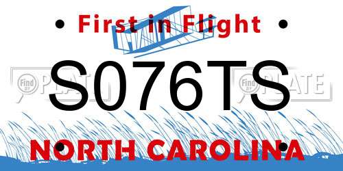 S076TS North Carolina License Plate