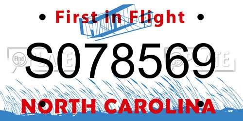 S078569 North Carolina License Plate