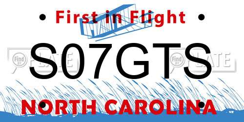 S07GTS North Carolina License Plate