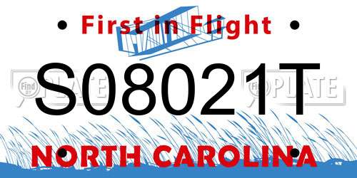 S08021T North Carolina License Plate