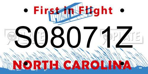 S08071Z North Carolina License Plate