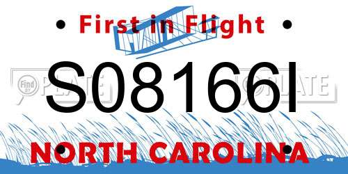 S08166I North Carolina License Plate