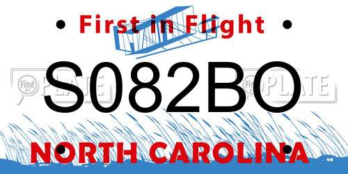 S082BO North Carolina License Plate