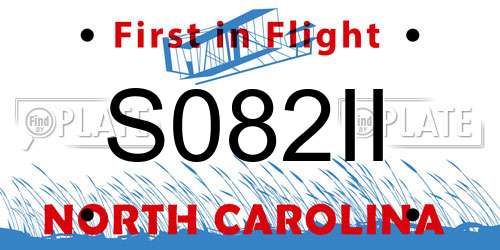 S082II North Carolina License Plate