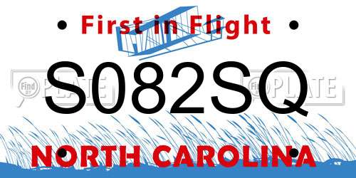 S082SQ North Carolina License Plate