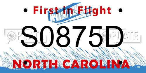S0875D North Carolina License Plate