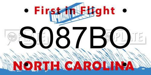 S087BO North Carolina License Plate