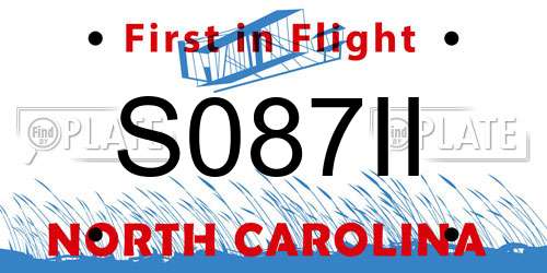 S087II North Carolina License Plate