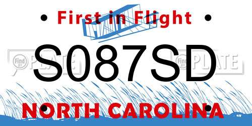 S087SD North Carolina License Plate